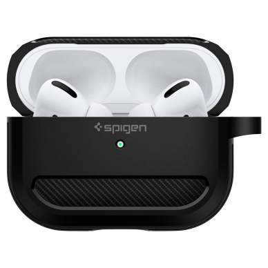 Aukštos Kokybės Dėklas Spigen Rugged Armor Airpods Pro Matte Juodas DZWT2129 2