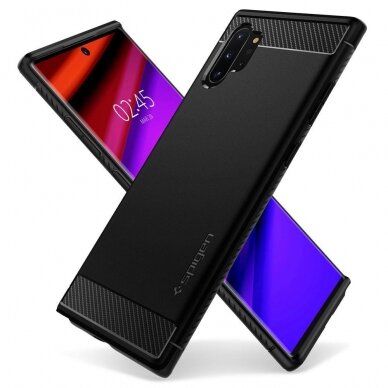 Aukštos Kokybės Dėklas Spigen Rugged Armor Galaxy Note 10+ Plus Matte Juodas 3