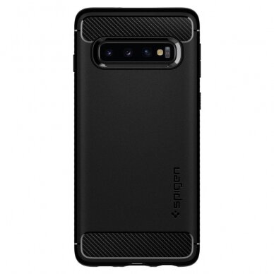 Aukštos Kokybės Dėklas Spigen Rugged Armor Galaxy S10 Matte Juodas 4