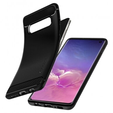 Aukštos Kokybės Dėklas Spigen Rugged Armor Galaxy S10 Matte Juodas 6