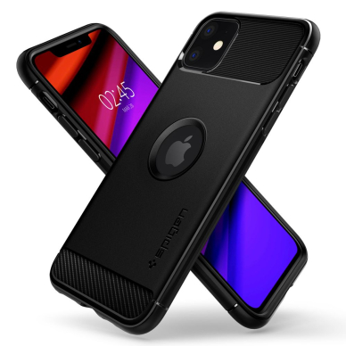 Aukštos Kokybės Dėklas Spigen Rugged Armor Iphone 11 Matte Juodas 4