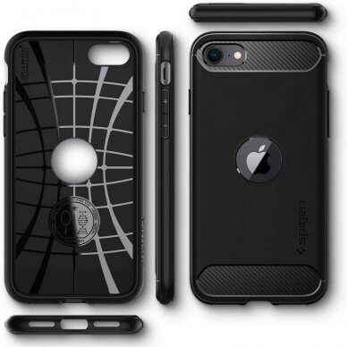 AUKŠTOS KOKYBĖS DĖKLAS Spigen Rugged Armor Iphone Se 2020 juodas 1