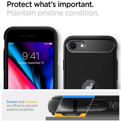 AUKŠTOS KOKYBĖS DĖKLAS Spigen Rugged Armor Iphone Se 2020 juodas 5