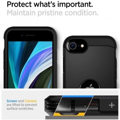 AUKŠTOS KOKYBĖS DĖKLAS Spigen Tough Armor Iphone Se 2020 juodas 3