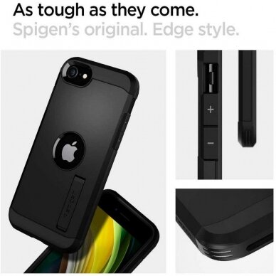 AUKŠTOS KOKYBĖS DĖKLAS Spigen Tough Armor Iphone Se 2020 juodas 5