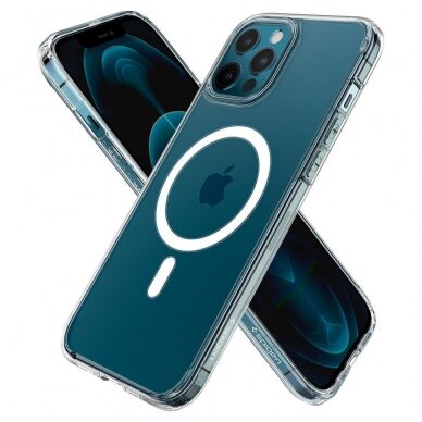 AUKŠTOS KOKYBĖS DĖKLAS SPIGEN ULTRA HYBRID MAG IPHONE 12 PRO MAX BALTAS 5