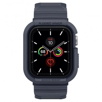 AUKŠTOS KOKYBĖS DIRŽELIS SU RĖMELIU Spigen Rugged Armor ”PRO” Apple Watch 4/5/6/SE (44MM) pilkas 5