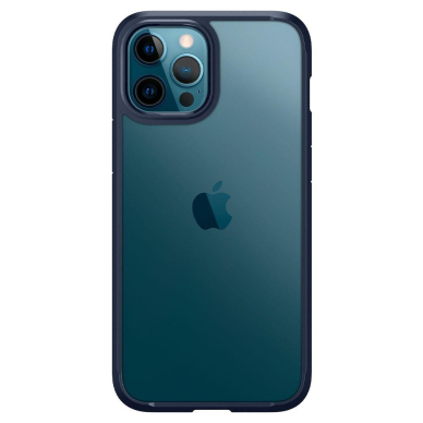 Aukštos kokybės Spigen Ultra Hybrid dėklas Iphone 12/12 Pro skaidrus mėlynais kraštais 3