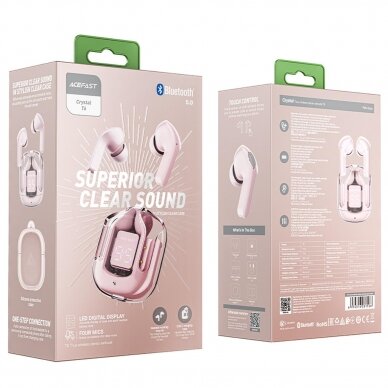 Ausinės Acefast in -ear wireless headphones TWS Bluetooth Rožinės (T6 pink lotus) 4