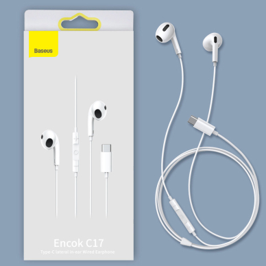 Ausinės Baseus Encok Type-C lateral in-ear Wired Earphone C17 Baltos 16