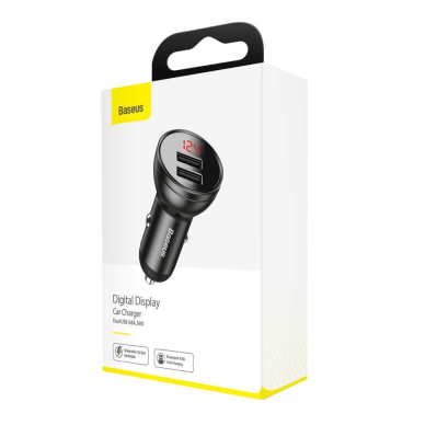 Autombilinis Įkroviklis Baseus Digital Display Dual USB 4.8A Car Charger 24W pilkas 15