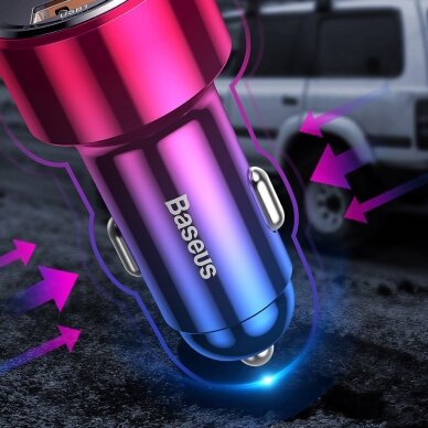 Automobilinis įkroviklis Baseus Magic Series Dual Qc Car Charger With Digital Display 2X Usb Qc3.0 45W 6A Juodas 12