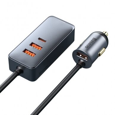 Automobilinis Įkroviklis Baseus Share Together 3x USB / USB Type C 120W PPS Quick Charge Power Delivery Pilkas (CCBT-B0G) UGLX912