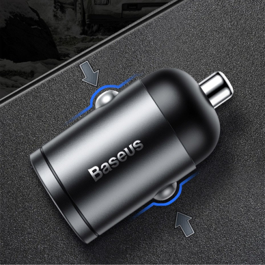 Automobilinis įkroviklis Baseus Tiny Star Mini Quick Charge Car Charger Usb Port 30W pilkas 17