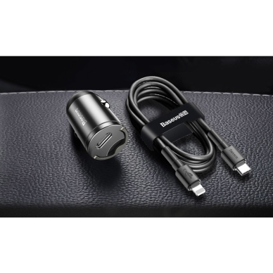 Automobilinis įkroviklis Baseus Tiny Star Mini Quick Charge Car Charger Usb Port 30W pilkas 20