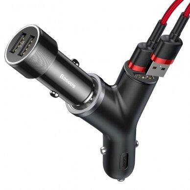 Automobilinis įkroviklis Baseus Y Type Car Charger With 2X Usb Su Cigarečių Uždegimo Prievadu 3.4A Juodas 4