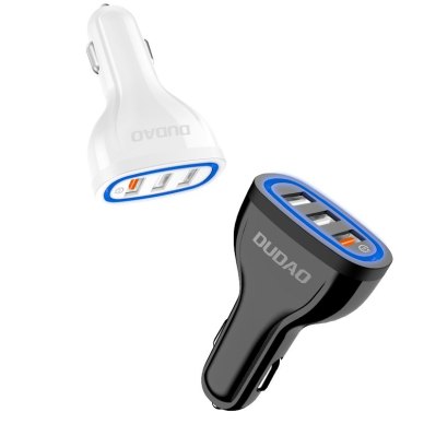 Automobilinis įkroviklis Dudao universal Car Charger 3x USB Quick Charge 3.0 QC3.0 2.4A 18W juodas 2