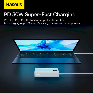 Baseus Adaman2 power bankdigital display 2x USB-A / 1x USB-C 10000mAh 30W - baltas 10