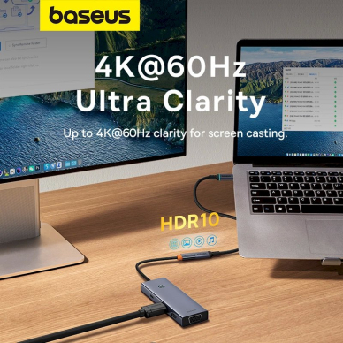 Baseus B0063370C111-00 USB-C - USB-C Kabelis 4K 60Hz 100W 5A 10Gb/s 0.5m - Juodas 12