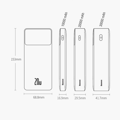 Baseus Bipow Fast Charge Power Bank 30000mAh 20W white (Overseas Edition) + USB-A - Micro USB 0.25m cable white (PPBD050402) 16