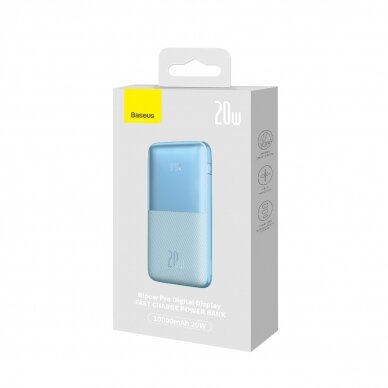 Baseus Bipow Pro powerbank 10000mAh 20W + USB 3A 0.3m cable Mėlynas (PPBD040103) 4