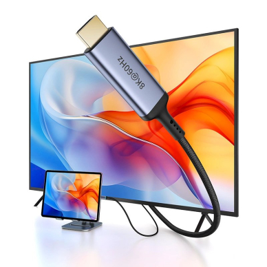 Baseus BS-OH064 8K 60Hz USB-C - HDMI Kabelis 1.5m - Juodas 8