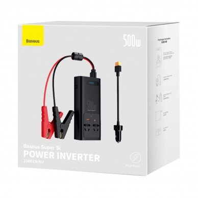 Baseus car power inverter 150W 12V / 500W 220V (EU and CN plug) Juodas (CGNB000101) 4