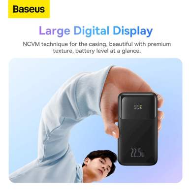 Baseus Comet Series powerbankdisplay 10000mAh 22.5W - Juodas + USB-A / USB-C Kabelis 11