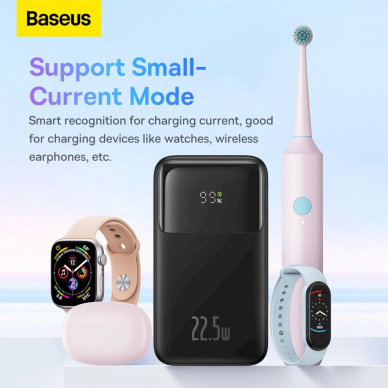 Baseus Comet Series powerbankdisplay 10000mAh 22.5W - Juodas + USB-A / USB-C Kabelis 13