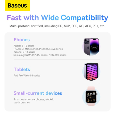 Baseus Comet Series powerbankdisplay 10000mAh 22.5W - Juodas + USB-A / USB-C Kabelis 14