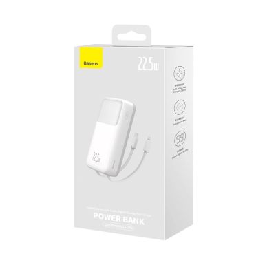 Baseus Comet Series powerbankdisplay 20000mAh 22.5W - baltas + USB-A / USB-C Kabelis 4