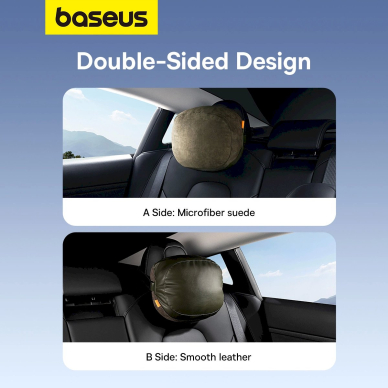 Baseus ComfortRide Series car headrest cushion2 materials - tamsiai žalias 11