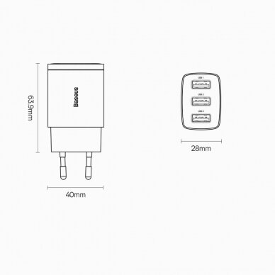 Baseus Compact charger 3x USB 17W Juodas (CCXJ020101) 18