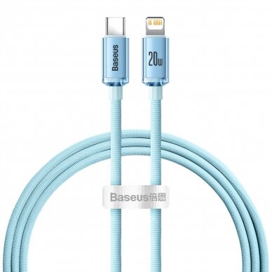 Baseus Crystal Shine Series USB Type C cable - Lightning Fast Charging Power Delivery 20W 1.2m blue (CAJY001303)