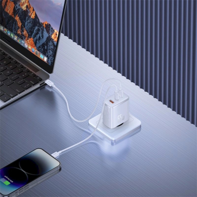 Baseus Cube Pro 65W GaN Įkroviklis  2x USB-C USB-A - baltas 8