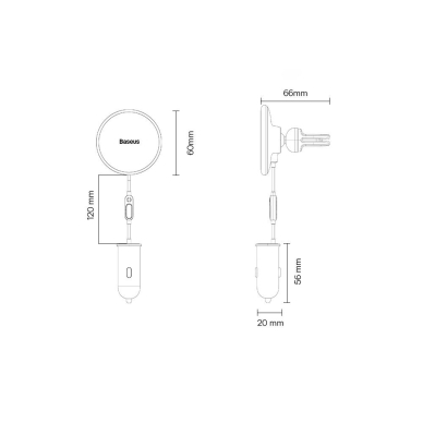 Baseus CW01 MagSafe 15W USB 25W inductive car charger - Juodas 13