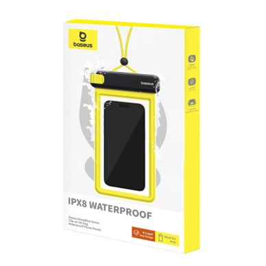 Baseus DeepDive waterproof IPX8 vandeniui atsparus dėklas 4 layers of seal - juodas/geltonas 4