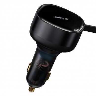 Baseus Enjoyment Retractable 2-in-1 Car Charger C+L 30W Juodas 1