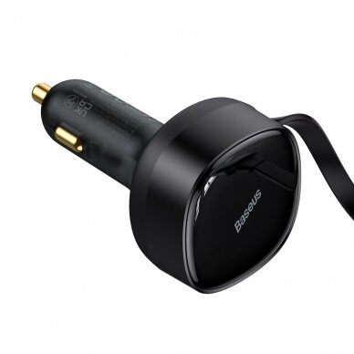 Baseus Enjoyment Retractable 2-in-1 Car Charger C+L 30W Juodas 2