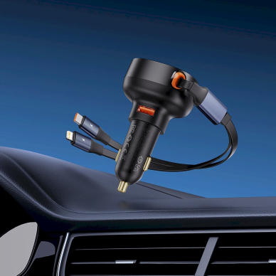 Baseus Enjoyment USB-A car Įkroviklis USB-C / Lightning 60W Kabelis - Juodas 16