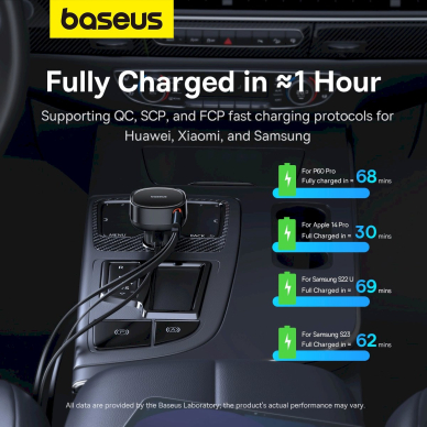 Baseus Enjoyment USB-C car Įkroviklis USB-C / Lightning 60W Kabelis - Juodas 15