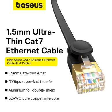 Baseus fast RJ45 cat. network Kabelis. 7 10Gbps 0.5m flat Juodas 11