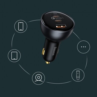 Baseus fast USB / USB car charger Type C 160W PPS Quick Charge 5 PD Pilkas (TZCCZM-0G) 15