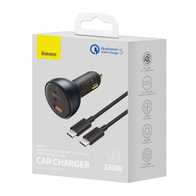 Baseus fast USB / USB car charger Type C 160W PPS Quick Charge 5 PD Pilkas (TZCCZM-0G) 4