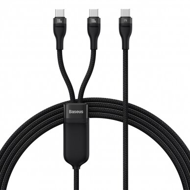 Baseus Flash Series Ⅱ Fast Charging Cable 2in1 USB-C - 2xUSB-C 100W 1.5m Juodas