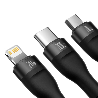 Baseus Flash Series II USB Type C / USB Type A cable - USB Type C / Lightning / micro USB 100 W 1.2 m black (CASS030101) 2