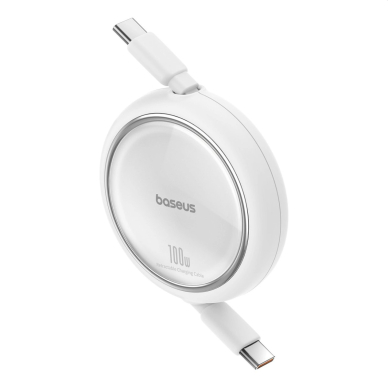 Baseus Free2Draw Mini USB-C - USB-C 100W 1m retractable Kabelis - baltas 1