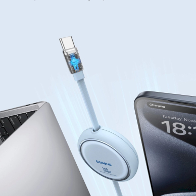 Baseus Free2Draw Mini USB-C - USB-C 100W 1m retractable Kabelis - blue 3