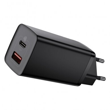 Baseus GaN2 Lite Greitas Buitinis Įkroviklis 65W USB / USB Typ C Greitas Įkrovimas 3.0 (galio nitridas) Juodas (CCGAN2L-B01) UGLX912