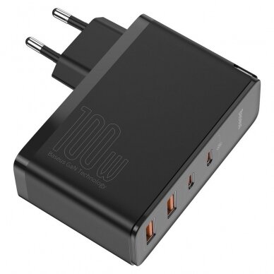 Baseus GaN2 Pro Greitas Buitinis Įkroviklis 100W USB / USB Typ C Quick Charge 4+ Power Delivery Juodas (CCGAN2P-L01) UGLX912 6